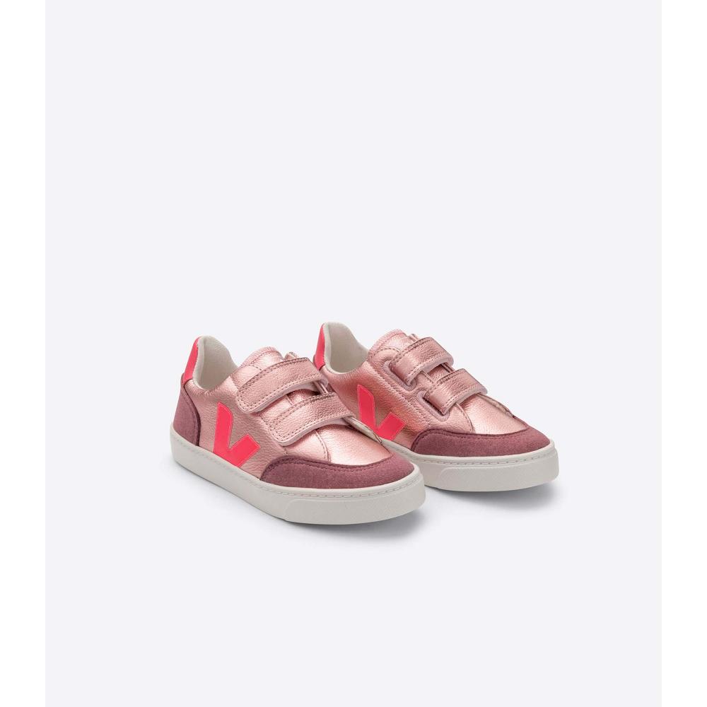 Veja V-12 CHROMEFREE Kids' Sneakers Pink | NZ 879KOR